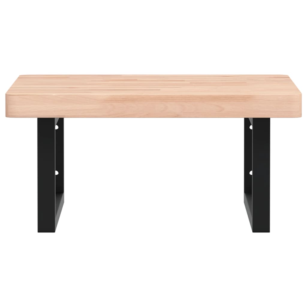 Basin Shelf Wall Mounted Steel and Solid Wood Beech