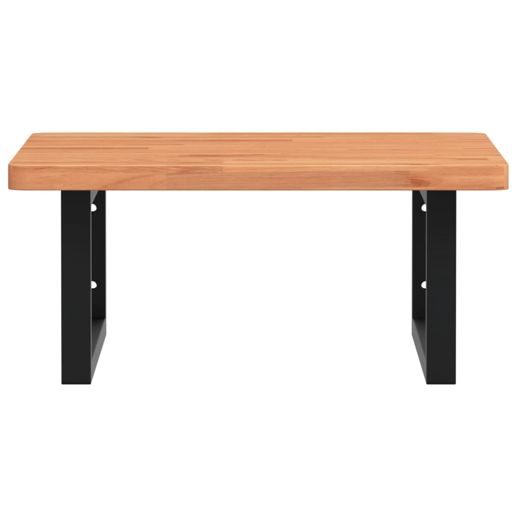 Basin Shelf Wall Mounted Steel and Solid Wood Beech