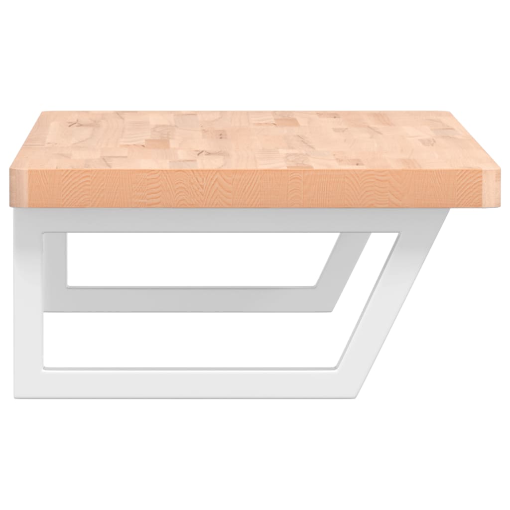 Basin Shelf Wall Mounted Steel and Solid Wood Beech