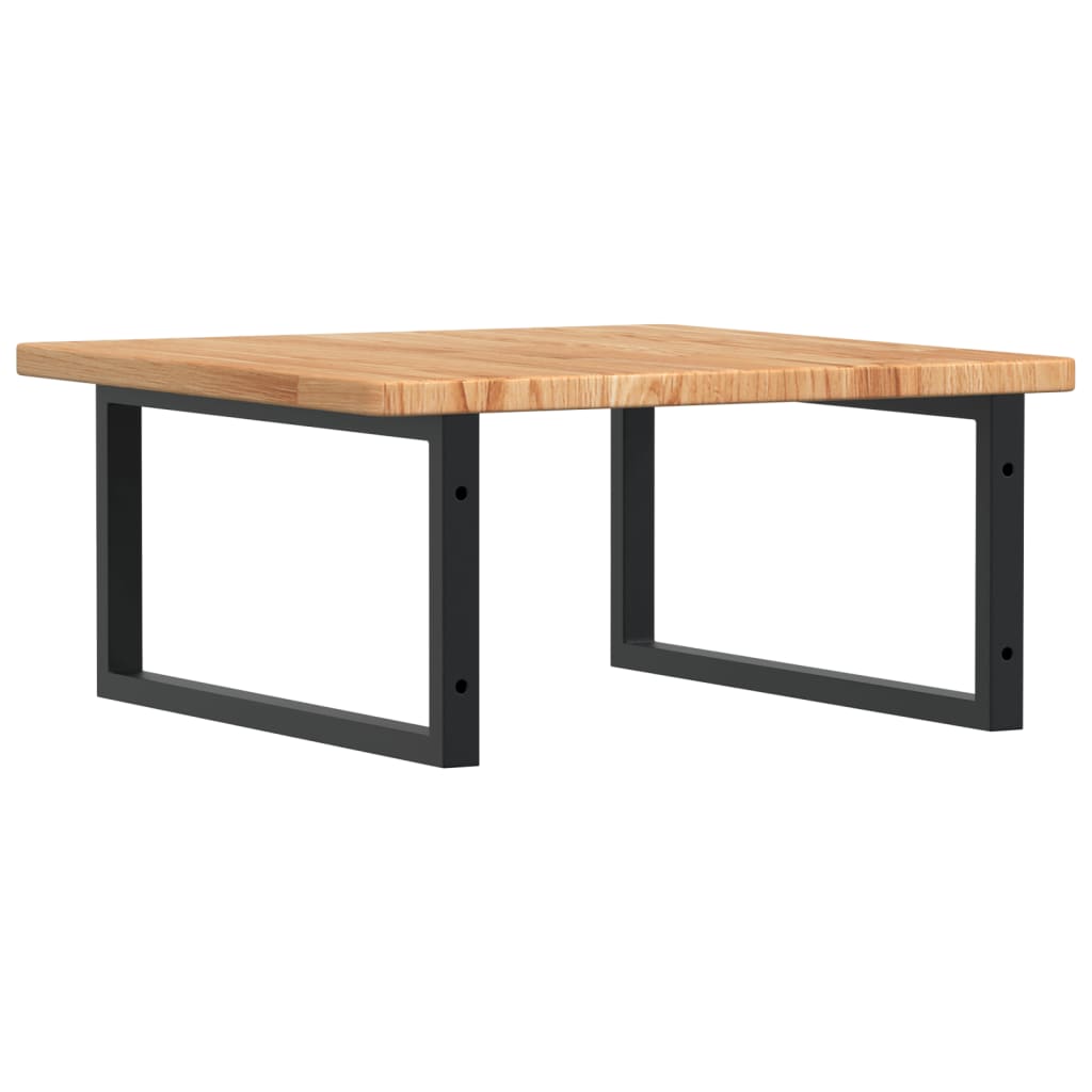 Basin Shelf Wall Mounted Steel and Solid Wood Oak