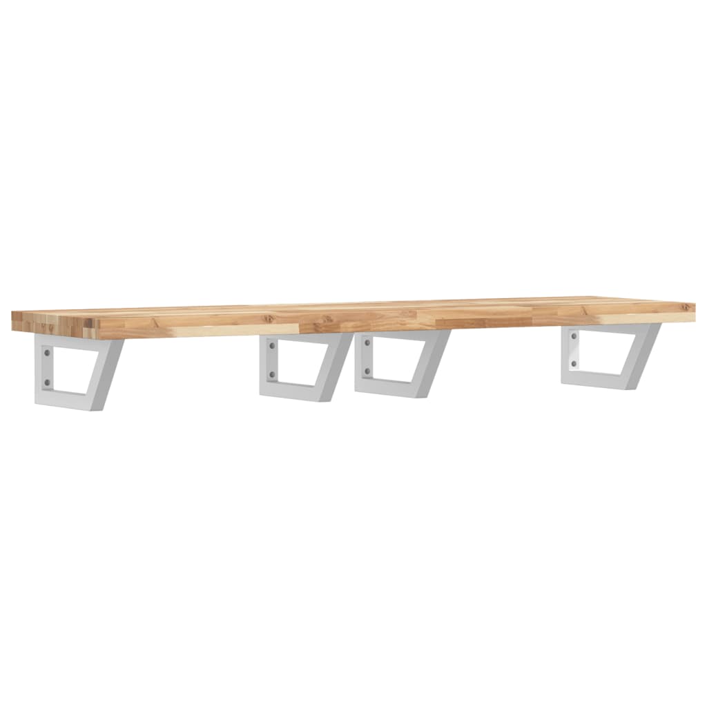 Basin Shelf Wall Mounted Steel and Solid Wood Acacia