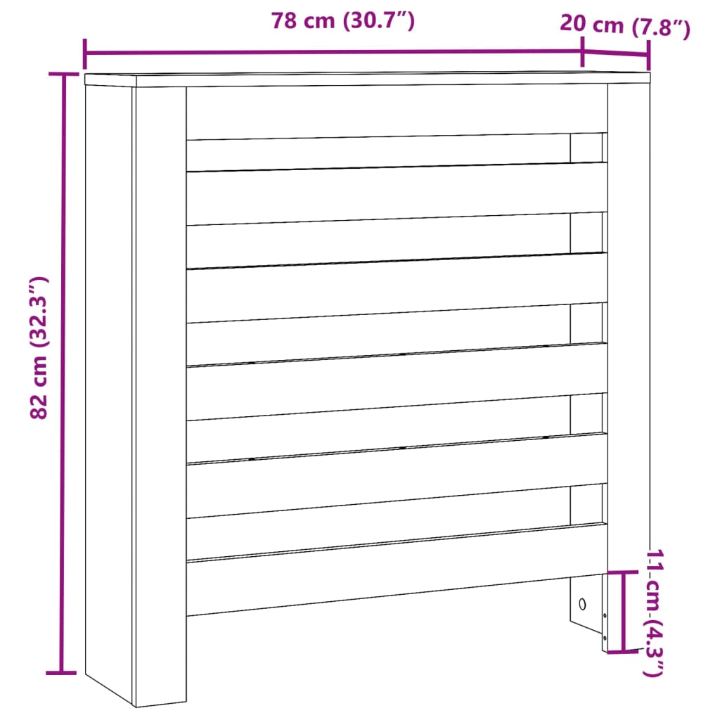 Radiator Cover White 78 x 20 x 82 cm Engineered Wood