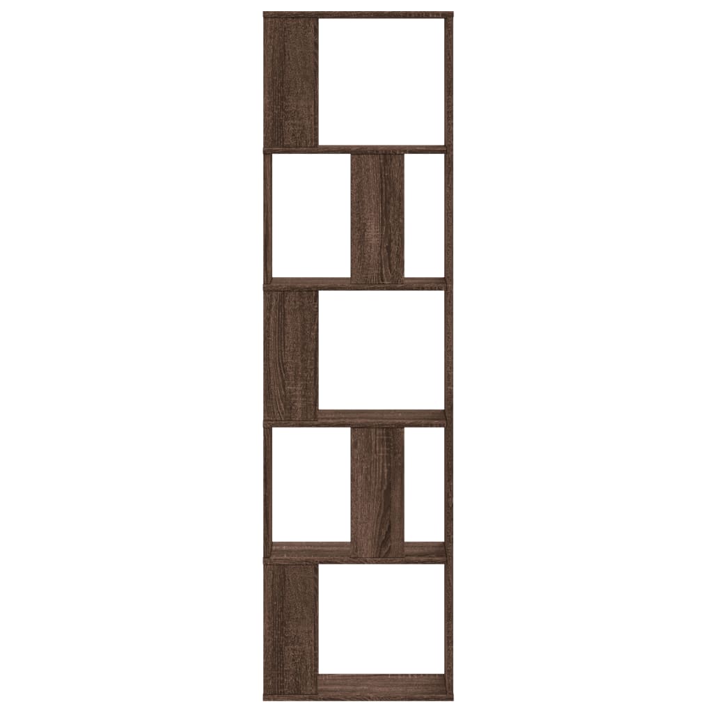 Bookcase 5-Tier Brown Oak 45x23,5x162,5 cm Engineered Wood