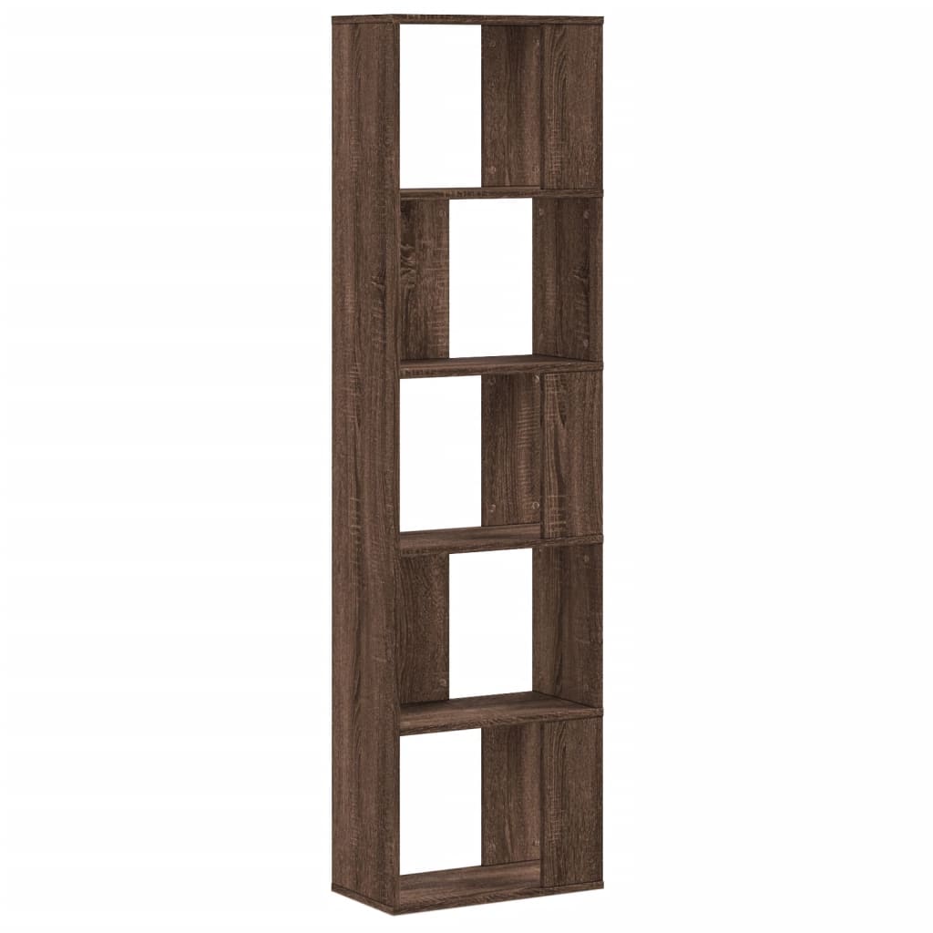 Bookcase 5-Tier Brown Oak 45x23,5x162,5 cm Engineered Wood