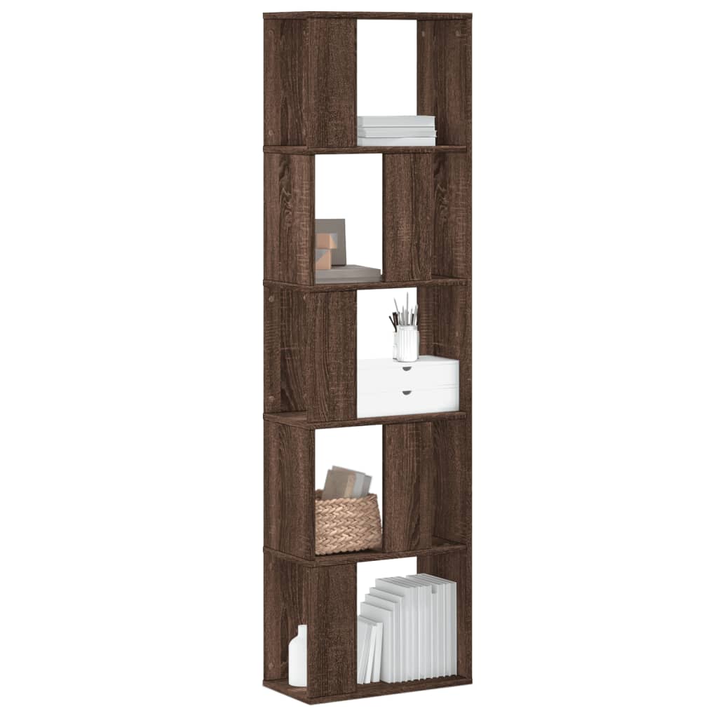 Bookcase 5-Tier Brown Oak 45x23,5x162,5 cm Engineered Wood