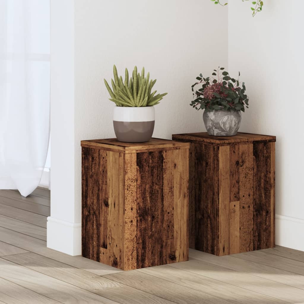 Plant Stand 2 pcs Old Wood 20 x 20 x 30 cm Engineered Wood