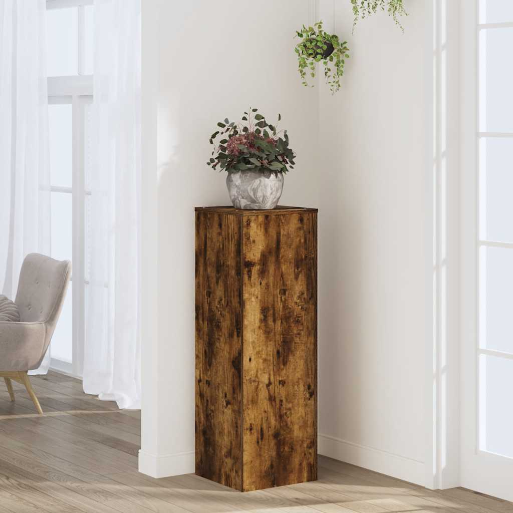 Plant Stand Smoked Oak 33x33x100 cm Engineered Wood