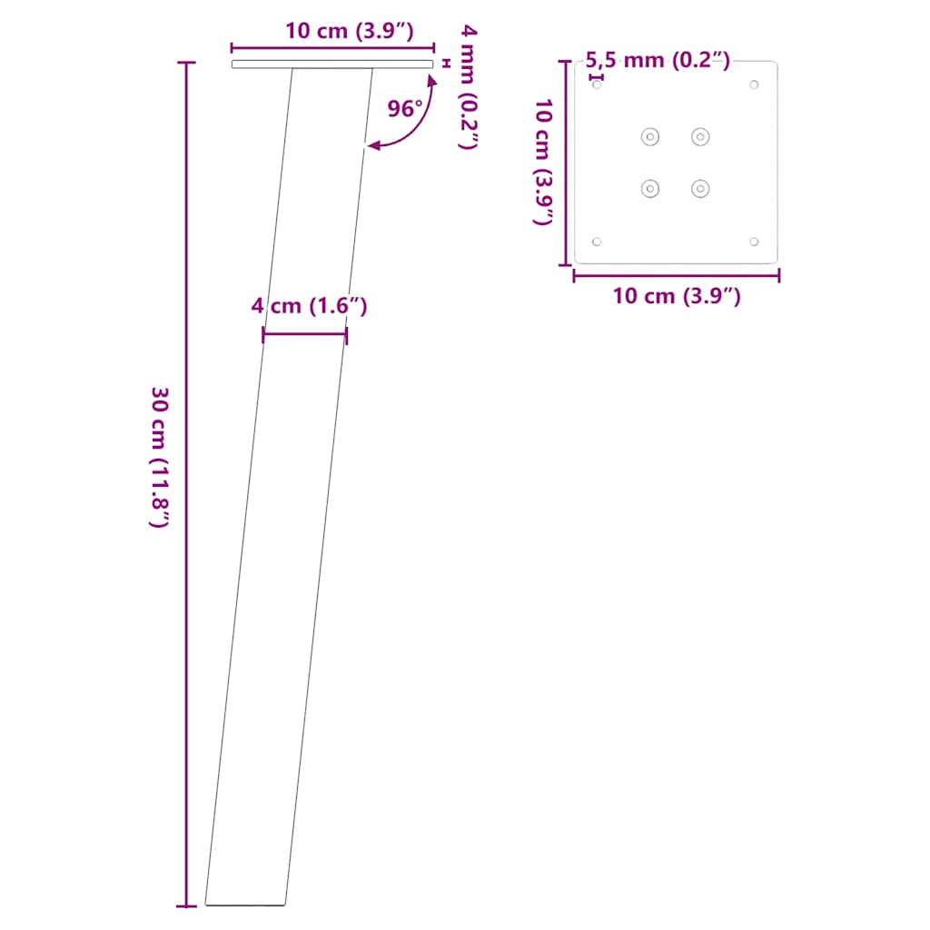 Coffee Table Legs 4 pcs White 30 cm Steel
