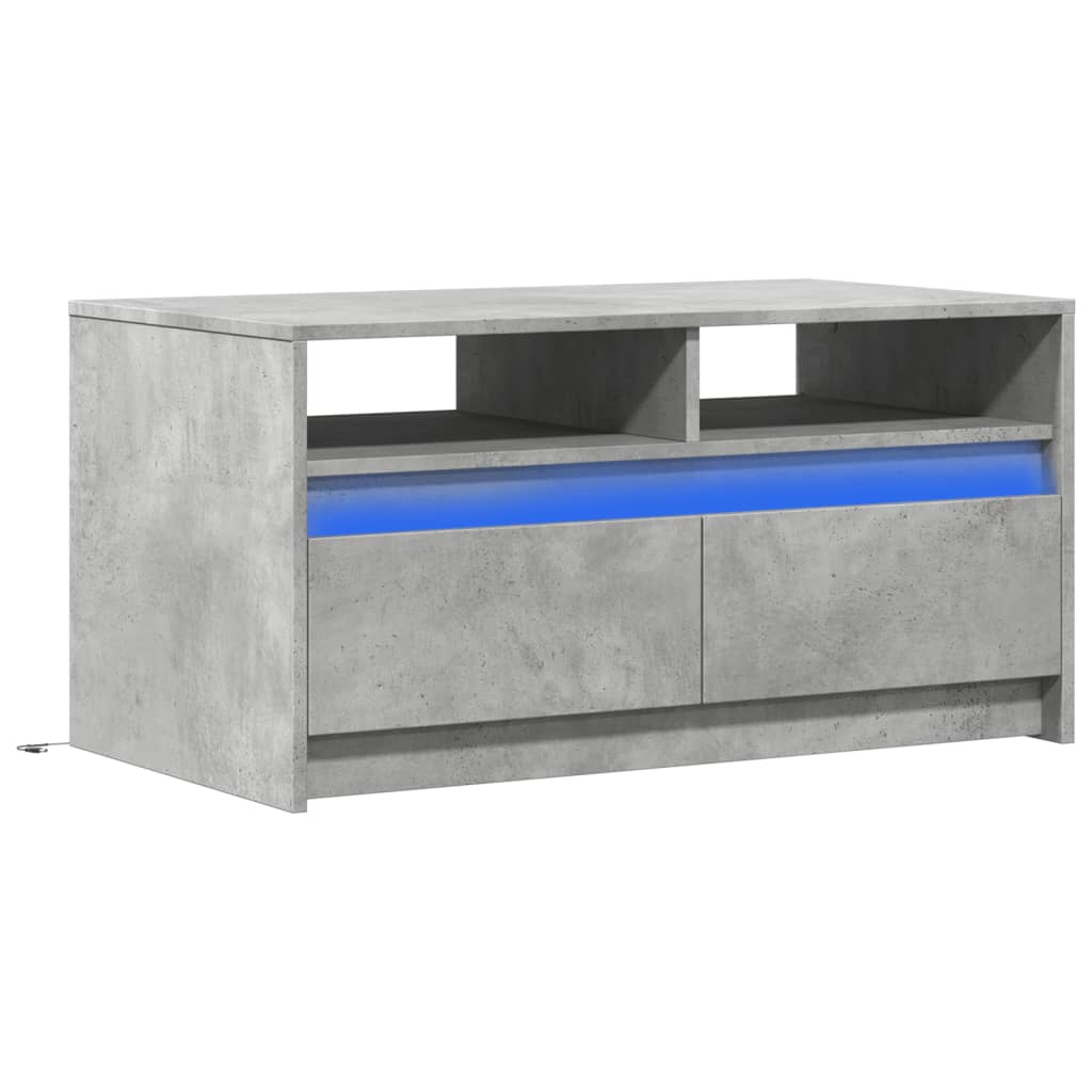 Coffee Table with LED Lights Concrete Grey Engineered Wood