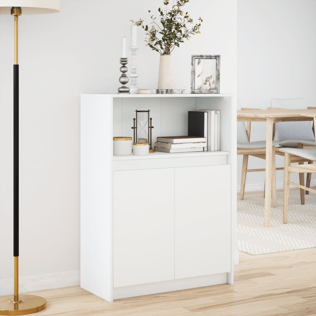 Sideboard with LED White 72x34x100 cm Engineered Wood