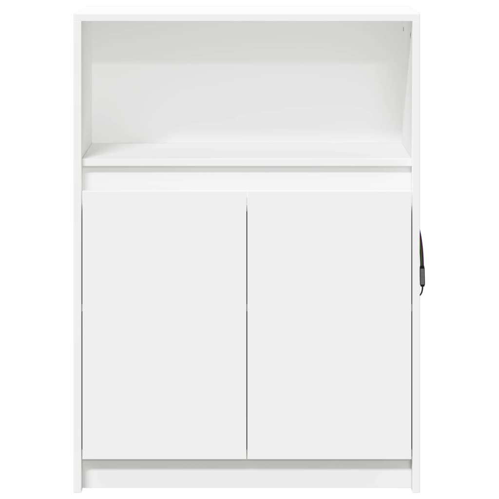 Sideboard with LED White 72x34x100 cm Engineered Wood