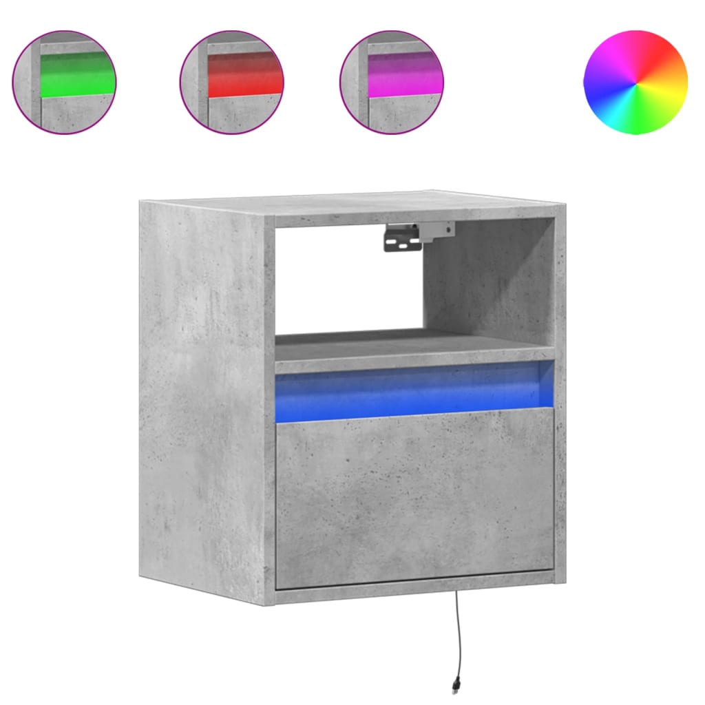 TV Wall Cabinets with LED Lights 2 pcs Concrete Grey 41x31x45cm