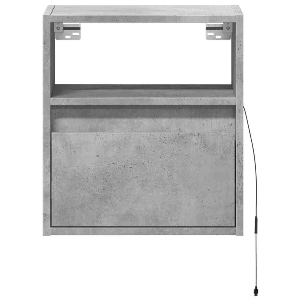 TV Wall Cabinets with LED Lights 2 pcs Concrete Grey 41x31x45cm