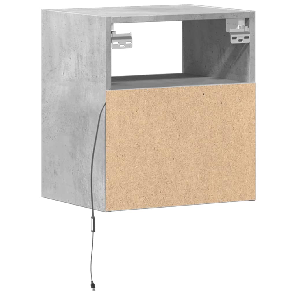 TV Wall Cabinets with LED Lights 2 pcs Concrete Grey 41x31x45cm