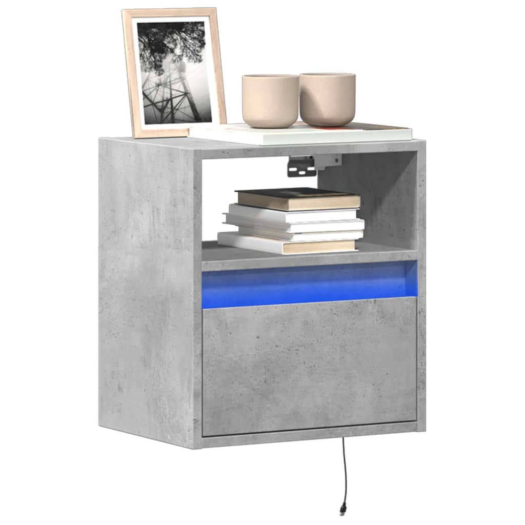 TV Wall Cabinets with LED Lights 2 pcs Concrete Grey 41x31x45cm