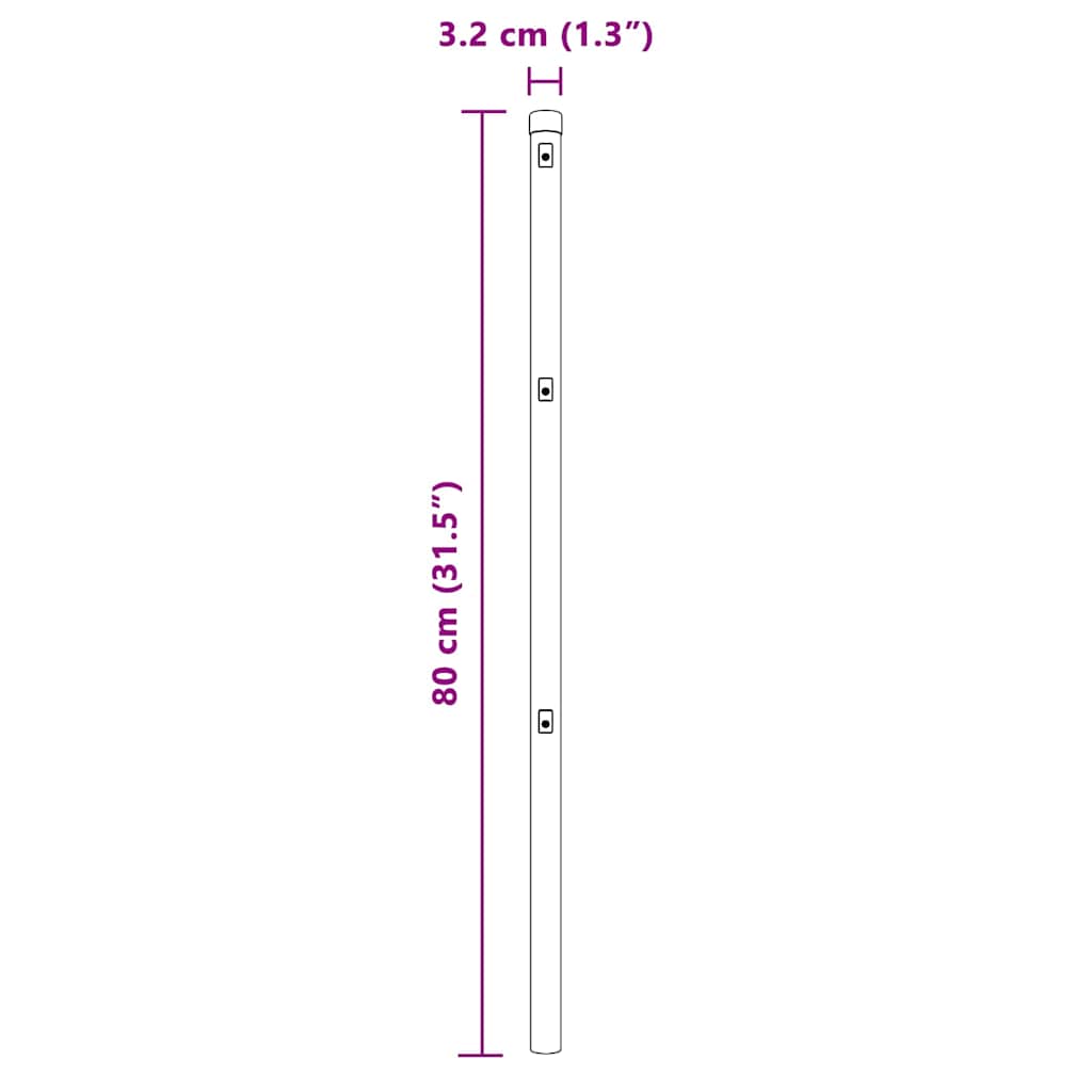 Embedded Fence Post 26 pcs Grey Powder-Coated Steel