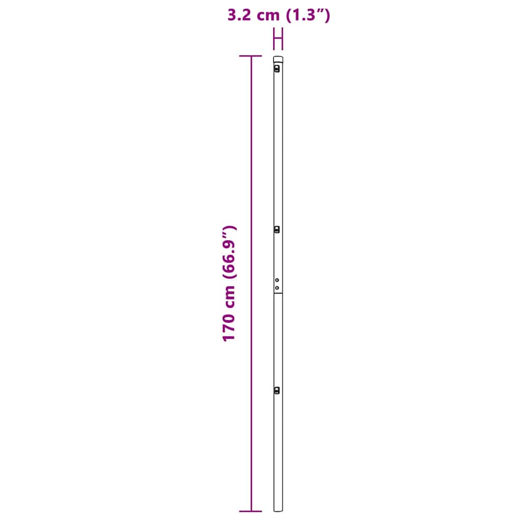 Embedded Fence Post 52 pcs Grey Powder-Coated Steel
