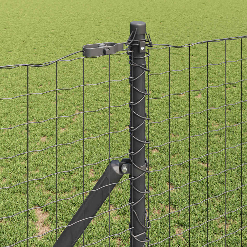 Embedded Fence Post 52 pcs Grey Powder-Coated Steel