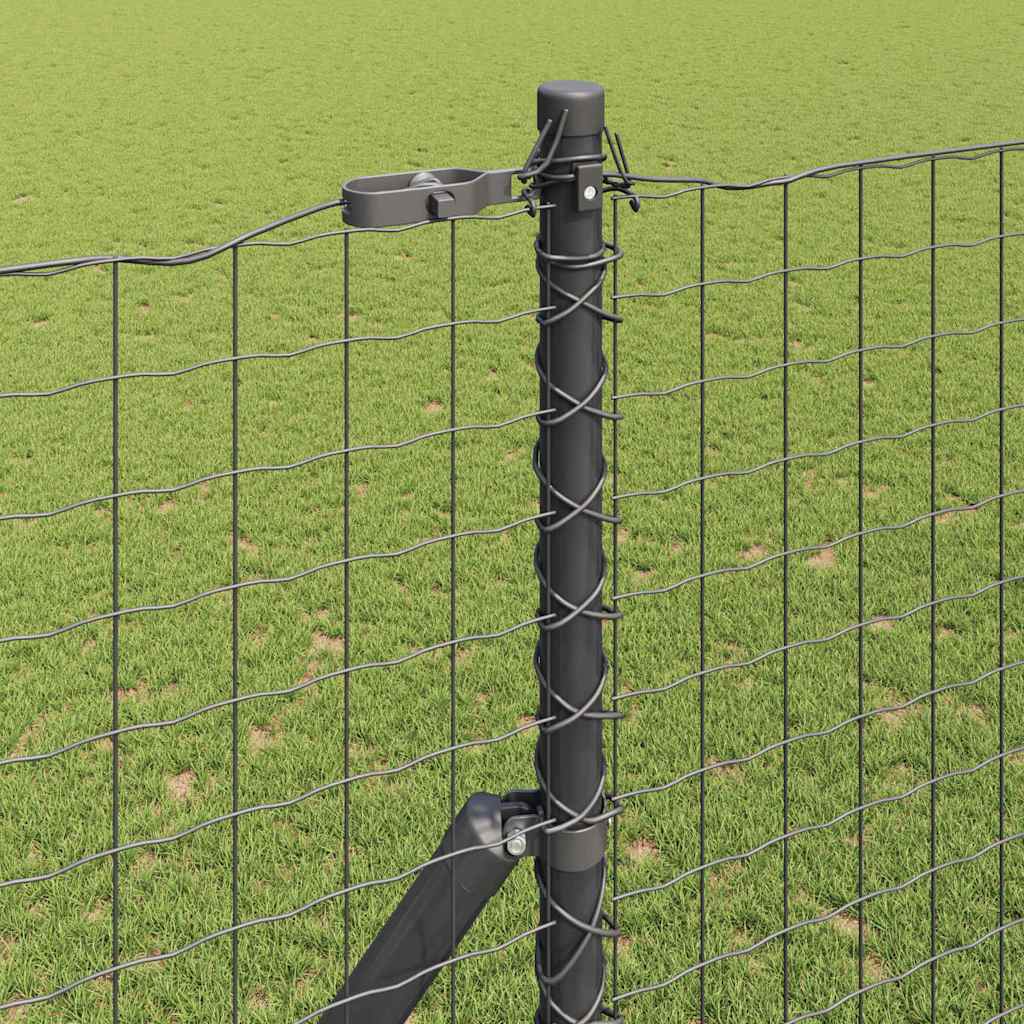 Embedded Fence Post 26 pcs Grey Powder-Coated Steel