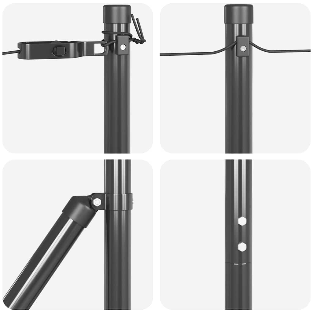 Embedded Fence Post 26 pcs Grey Powder-Coated Steel