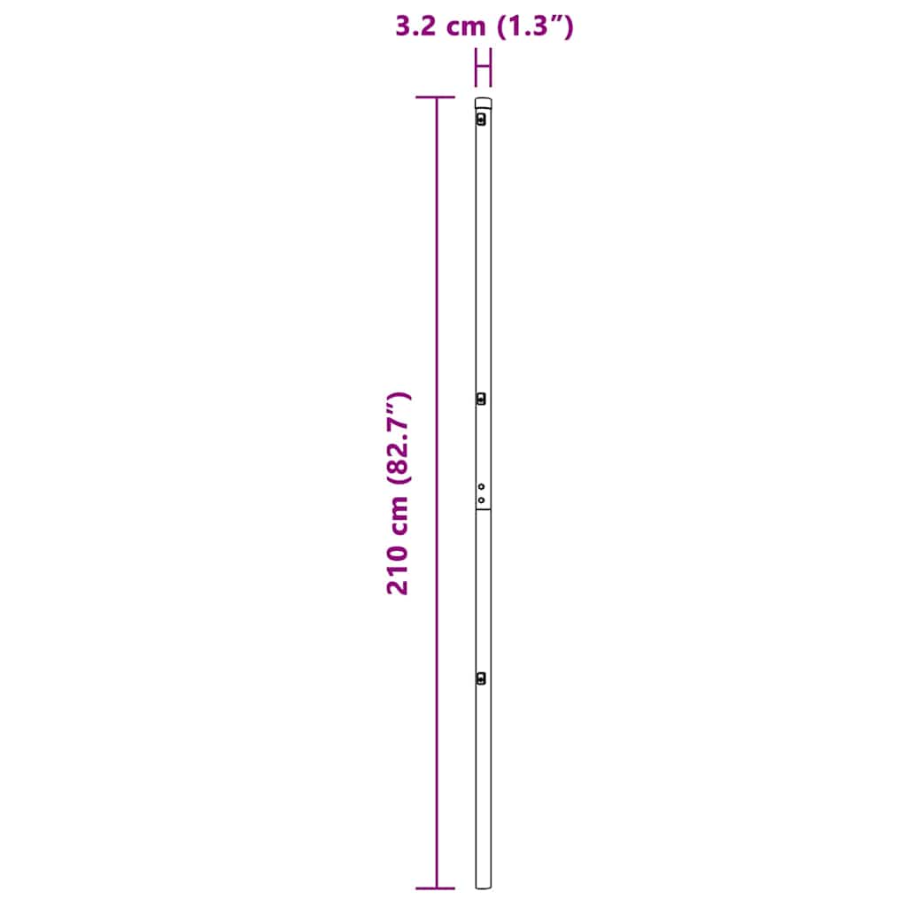 Embedded Fence Post 26 pcs Grey Powder-Coated Steel