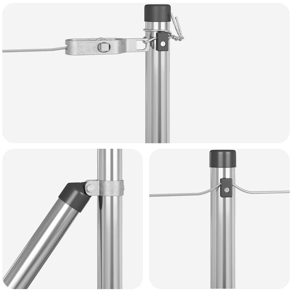 Embedded Fence Post 52 pcs Silver Powder-Coated Steel