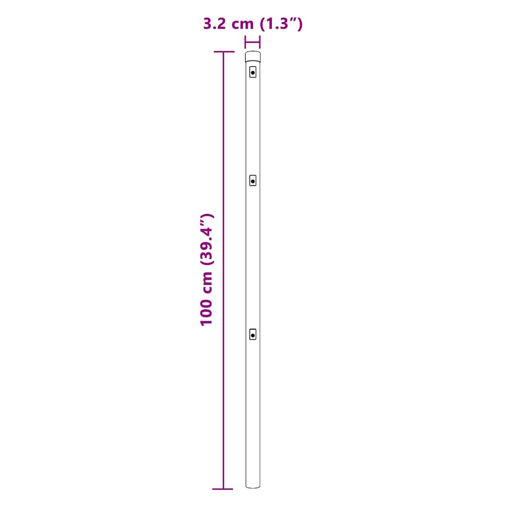 Embedded Fence Post 26 pcs Silver Powder-Coated Steel