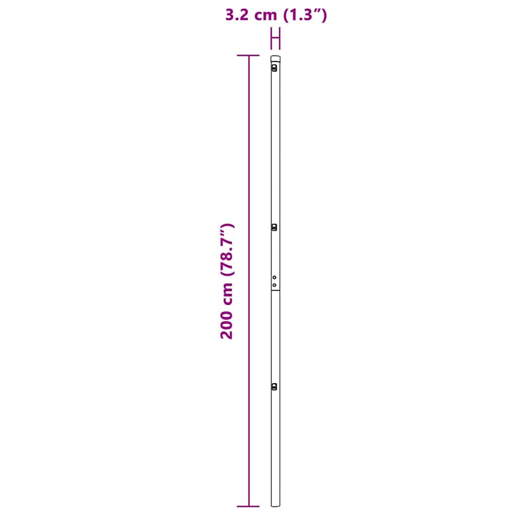 Embedded Fence Post 52 pcs Silver Powder-Coated Steel