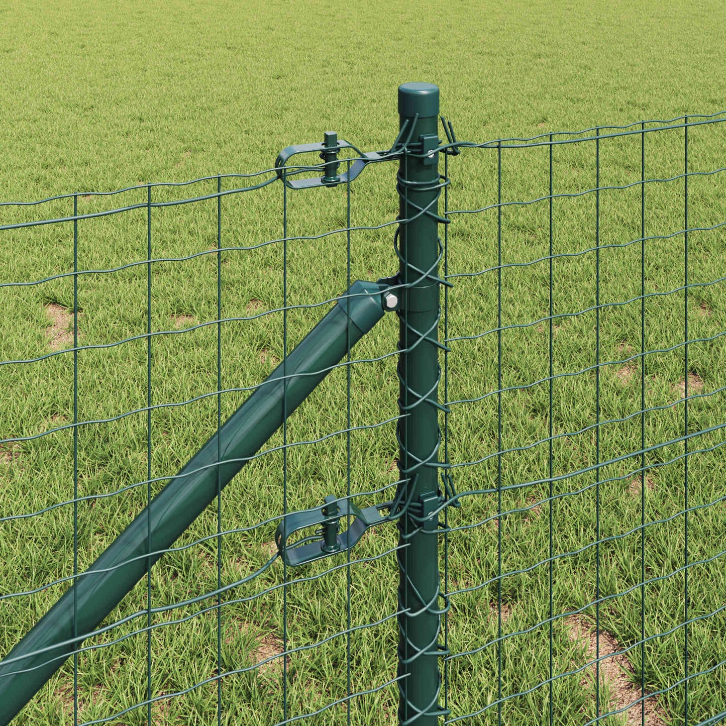 Ground Spike Fence Post 52 pcs Green Powder-Coated Steel