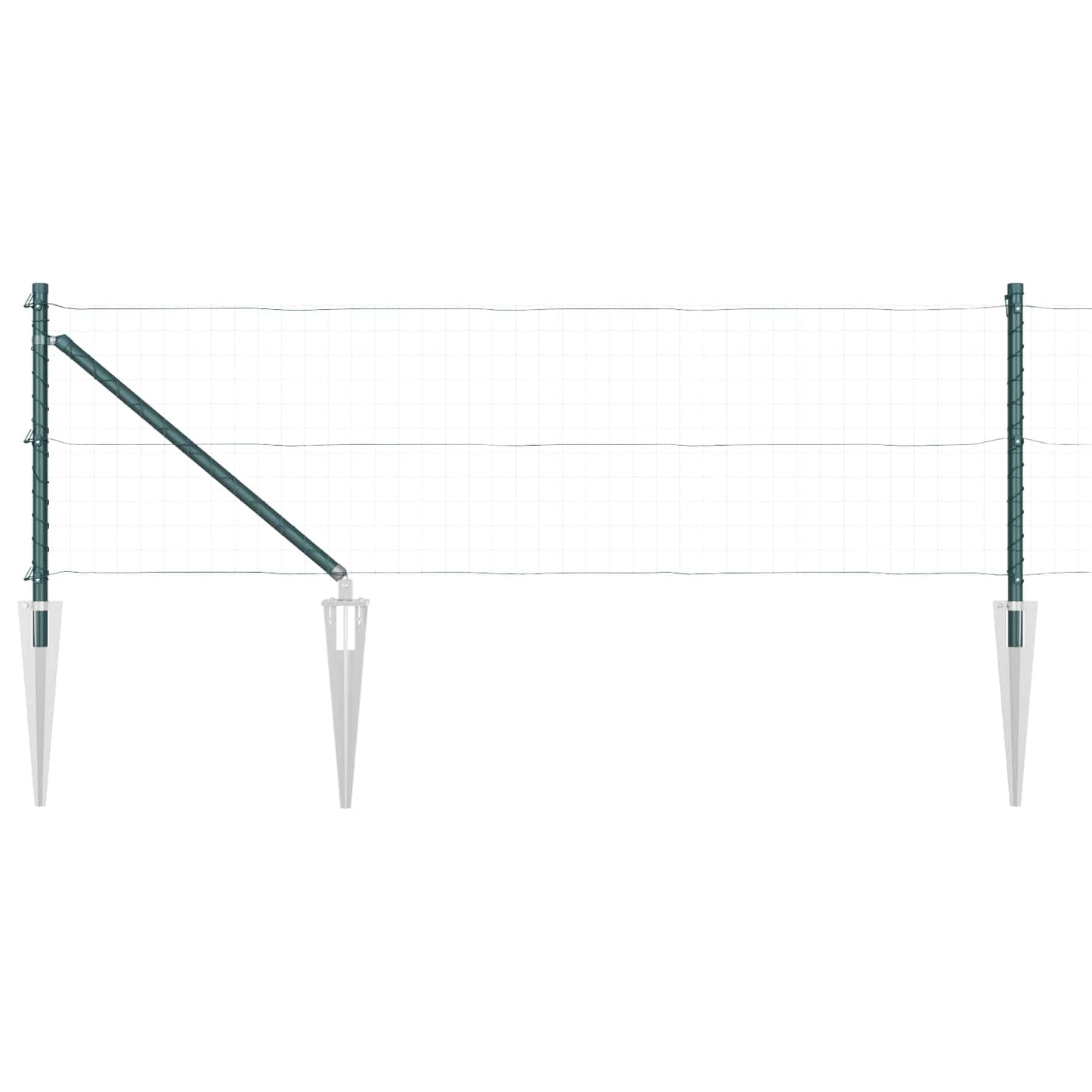Ground Spike Fence Post 52 pcs Green Powder-Coated Steel