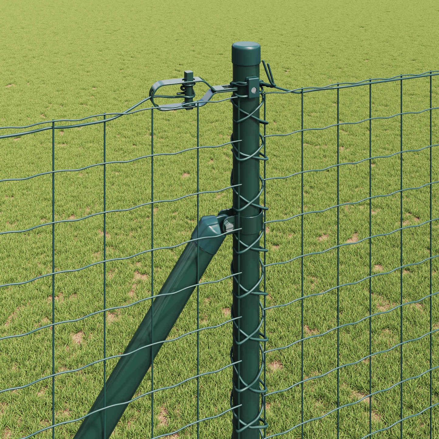 Ground Spike Fence Post 26 pcs Green Powder-Coated Steel