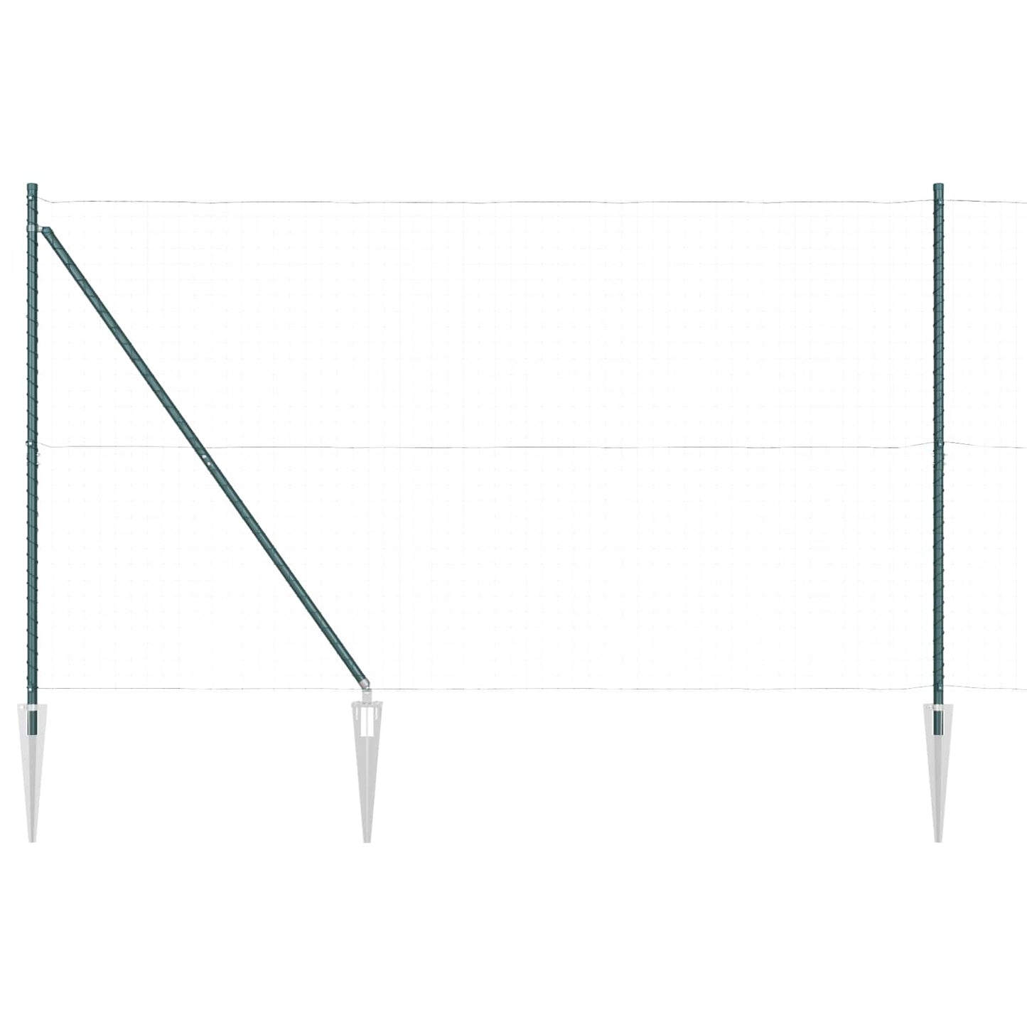 Ground Spike Fence Post 26 pcs Green Powder-Coated Steel