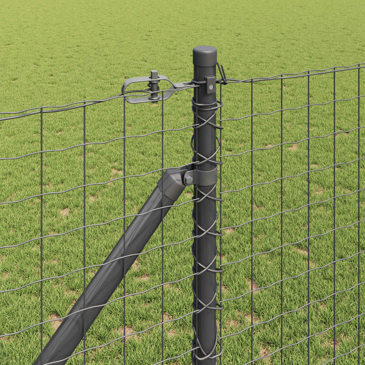 Ground Spike Fence Post 52 pcs Grey 160 cm Powder-Coated Steel