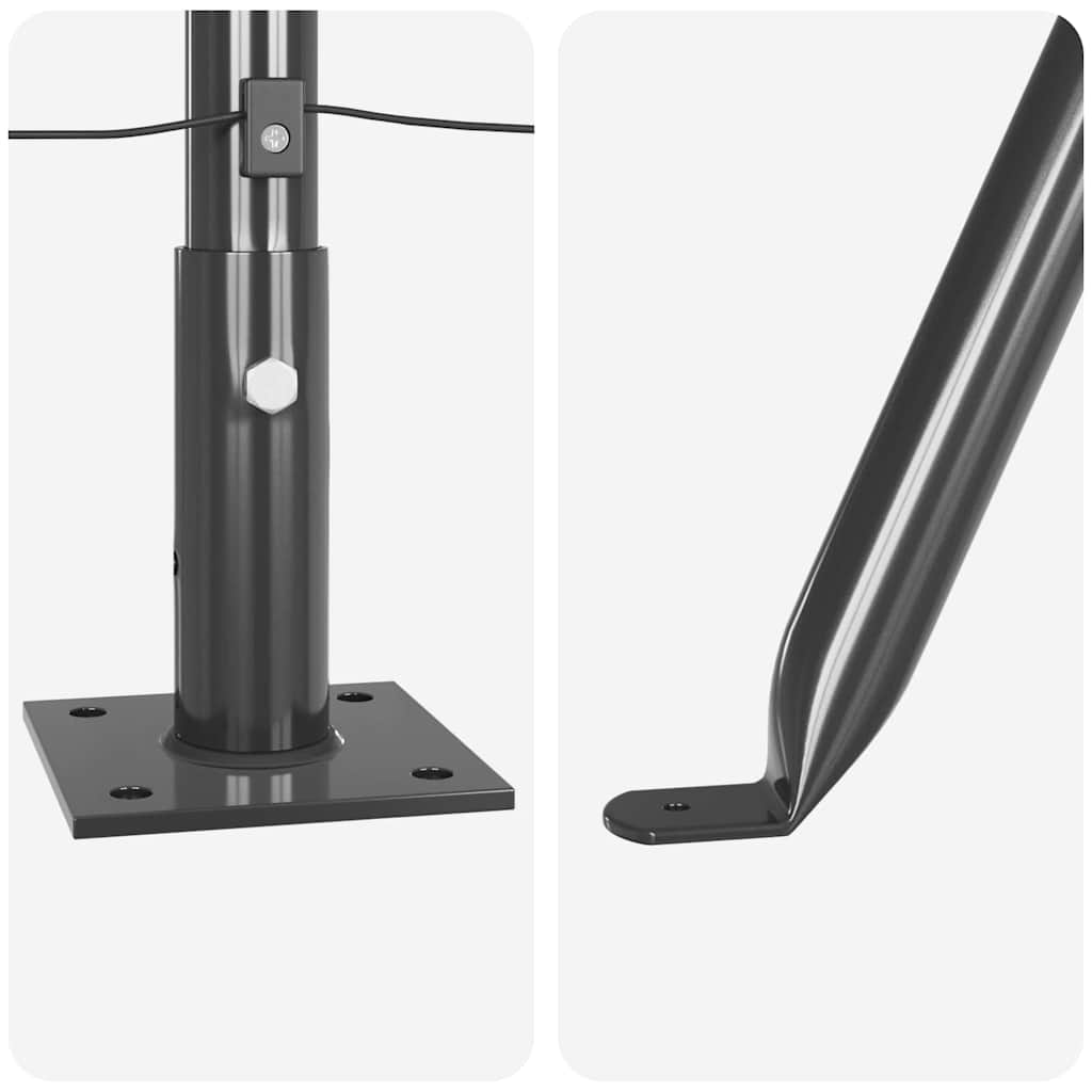 Fence Post with Concrete Base 52 pcs Grey Powder-Coated Steel