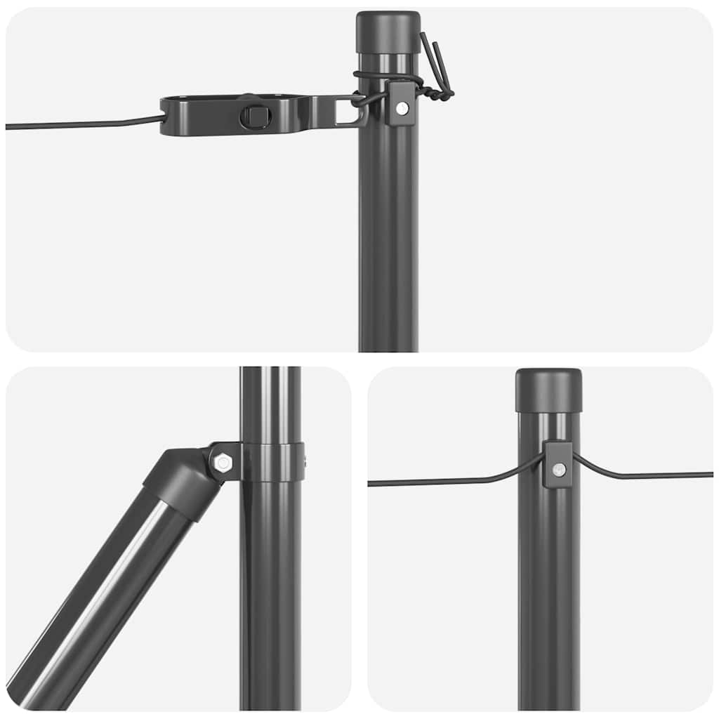 Fence Post with Concrete Base 52 pcs Grey Powder-Coated Steel