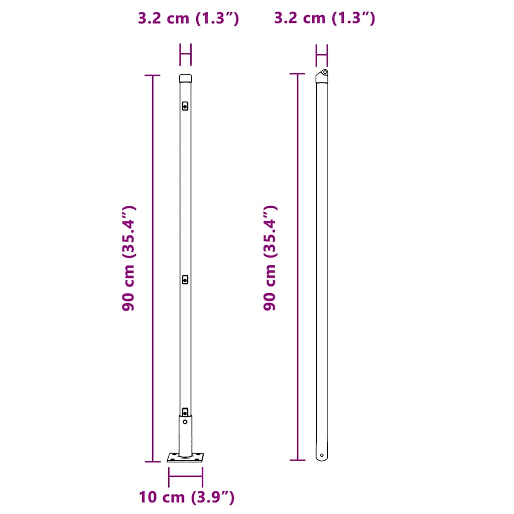 Fence Post with Concrete Base 52 pcs Grey Powder-Coated Steel