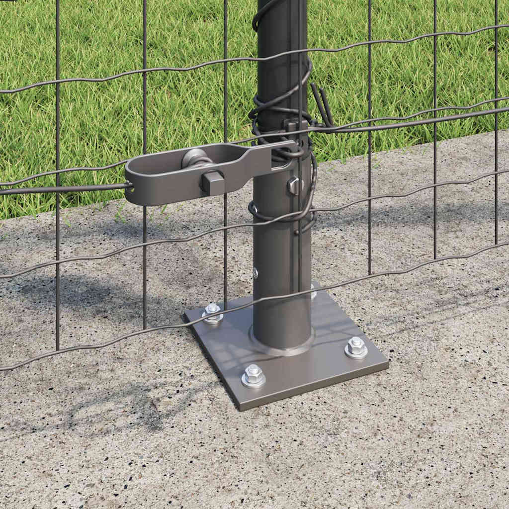 Fence Post with Concrete Base 26 pcs Grey Powder-Coated Steel