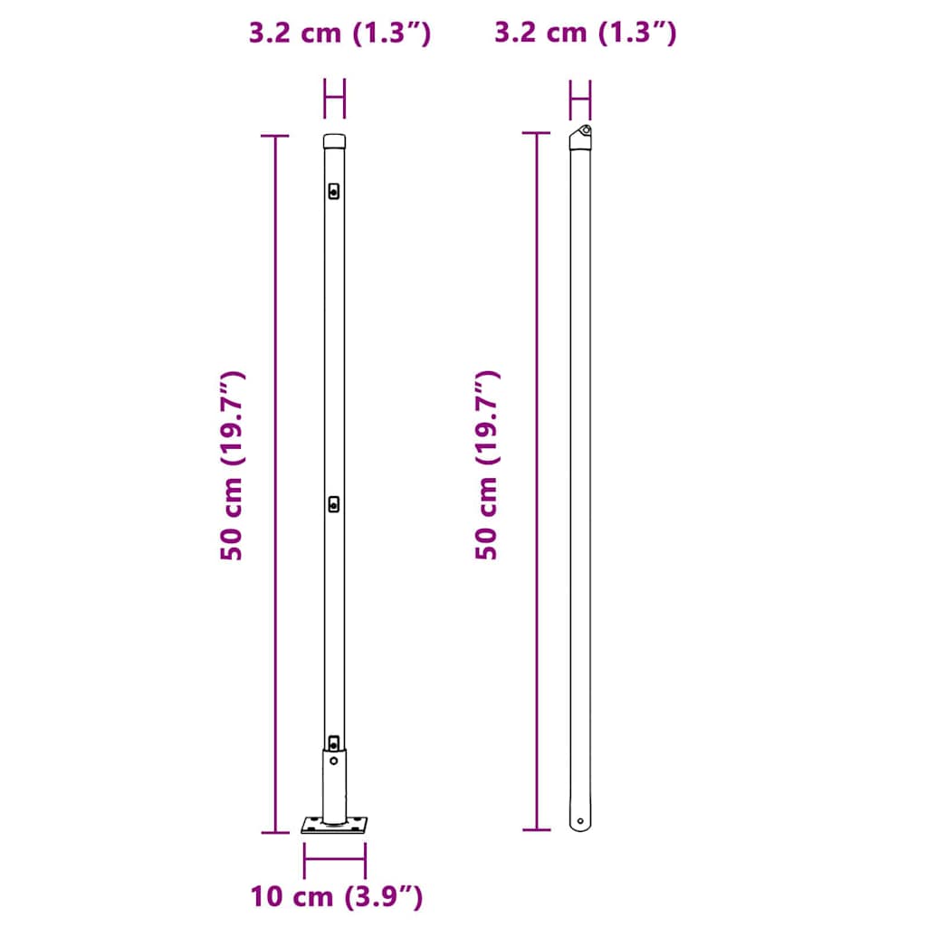 Fence Post with Concrete Base 52 pcs Grey 170 cm