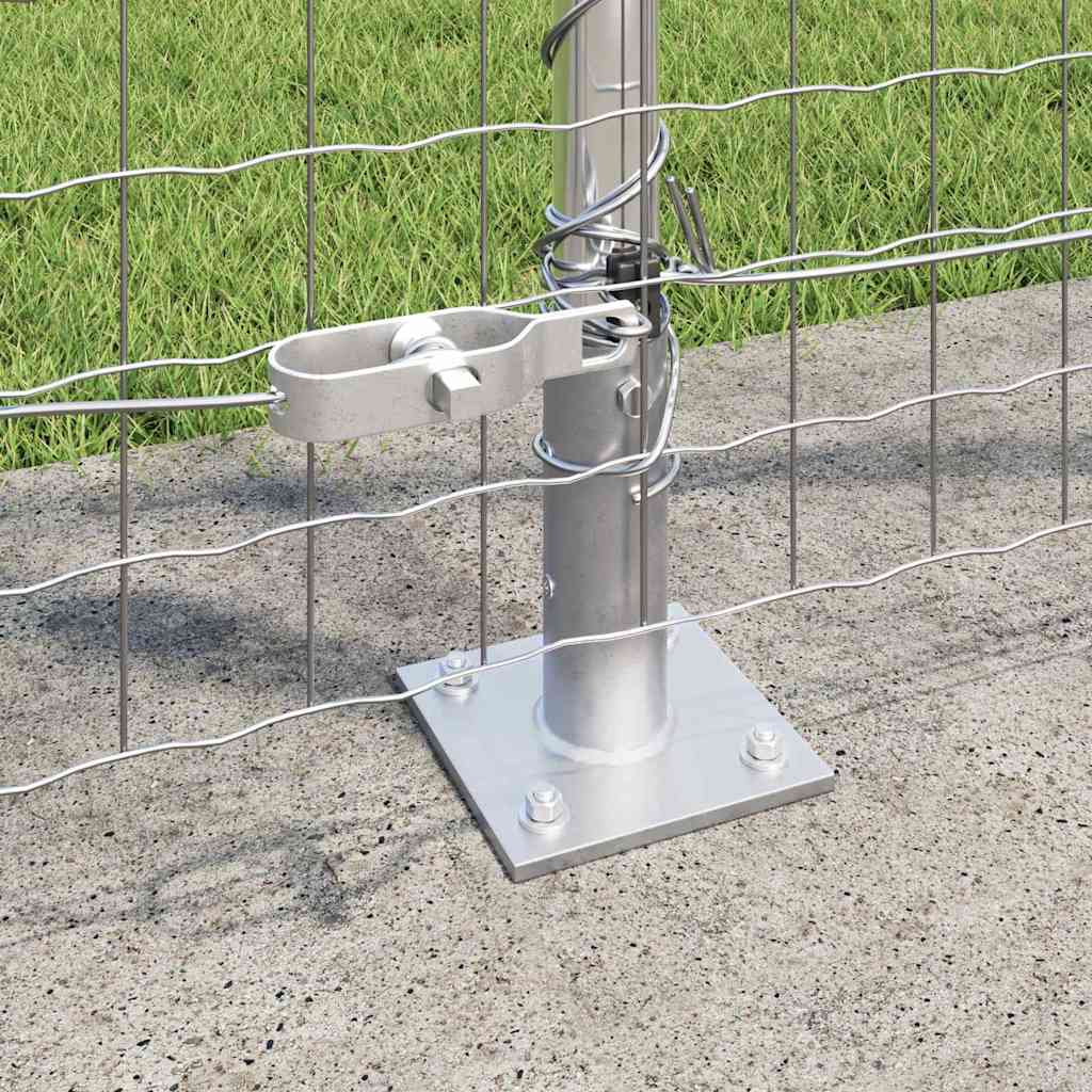 Fence Post with Concrete Base 52 pcs Silver Powder-Coated Steel