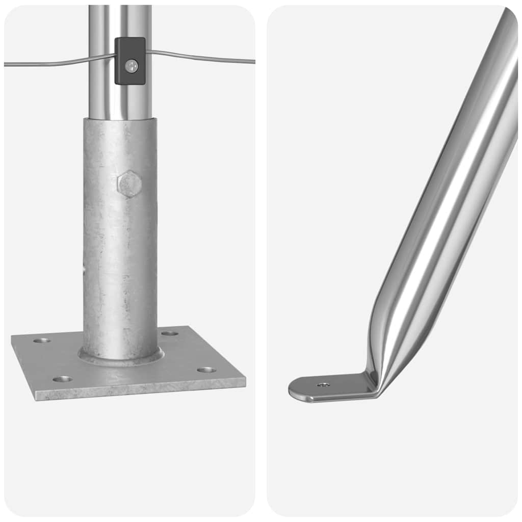 Fence Post with Concrete Base 52 pcs Silver Powder-Coated Steel