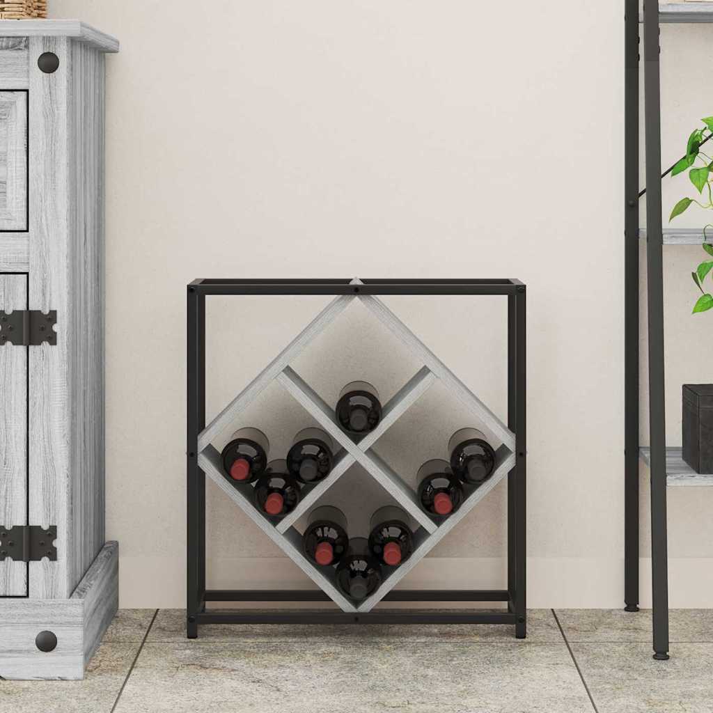 Wine Rack 16 bottles Engineered Wood Grey Sonoma