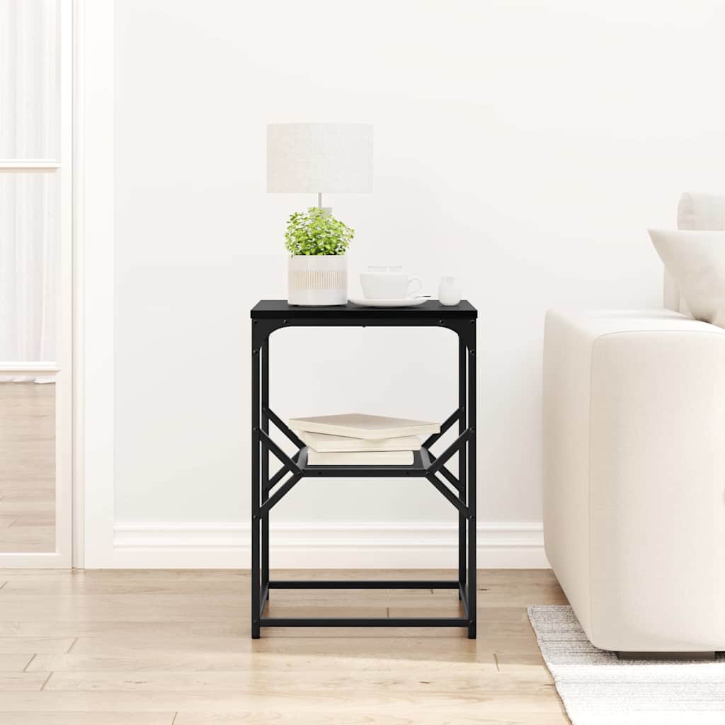 Side Table Black Oak 41 x 40 x 60 cm Engineered Wood and Steel