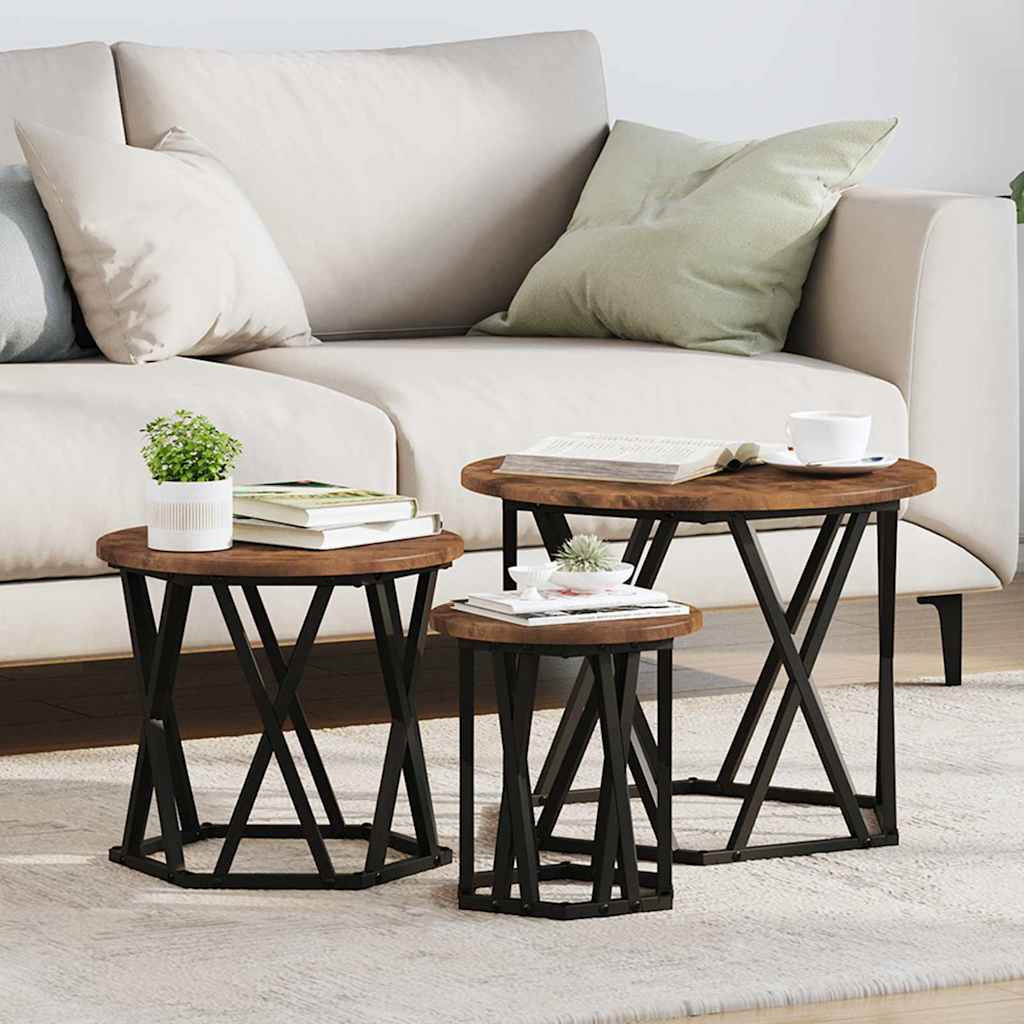 Nesting Side Table 3 pcs Smoked Oak 53 x 53 x 40 cm
