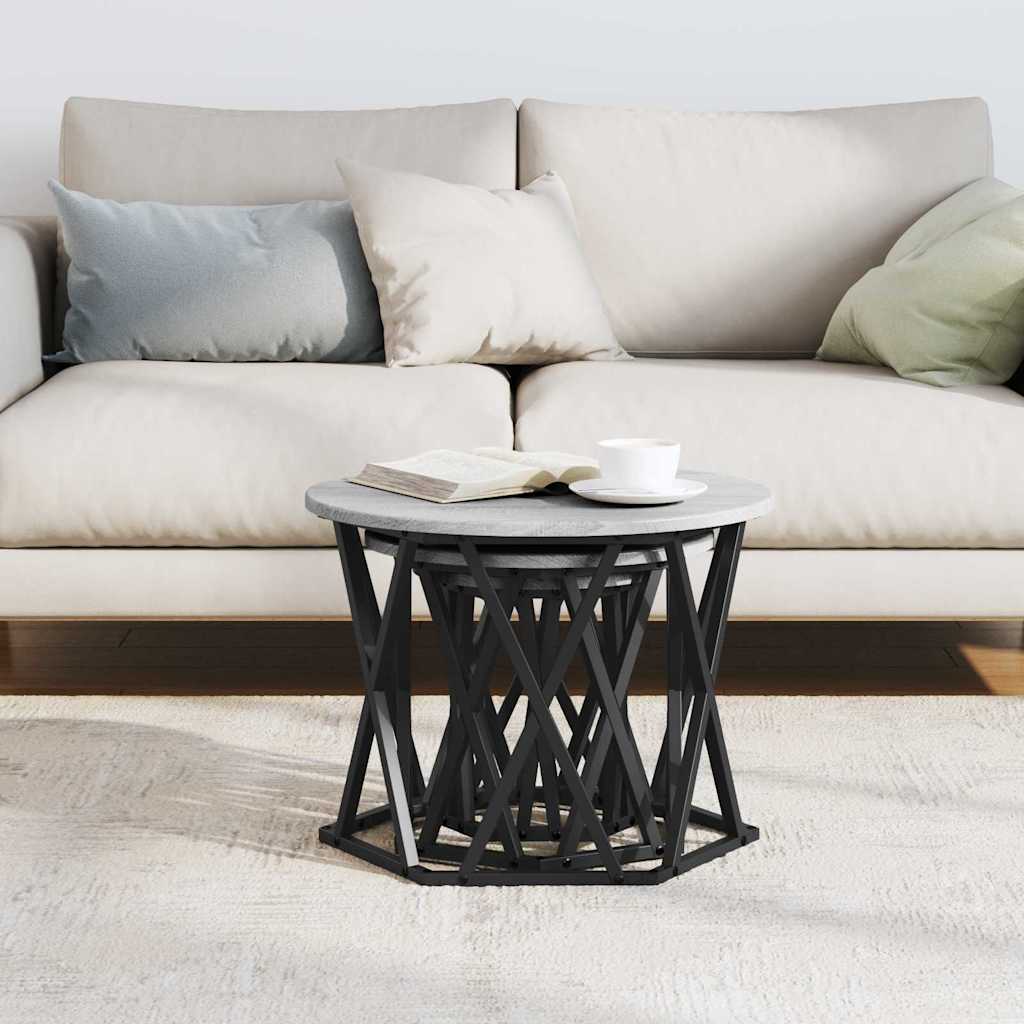 Nesting Side Table 3 pcs Grey Sonoma 53 x 53 x 40 cm