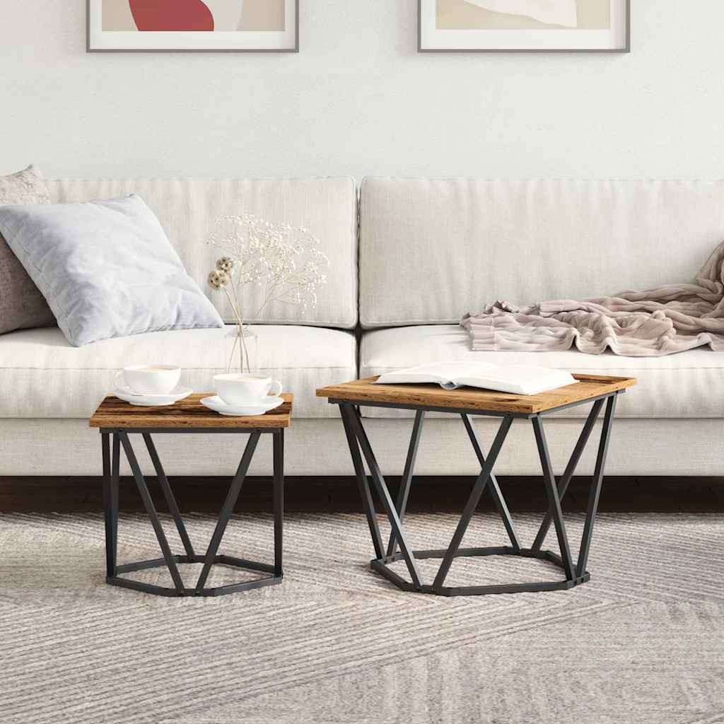 Side Table Set 2 pcs Reclaimed Wood 50 x 50 x 40 cm