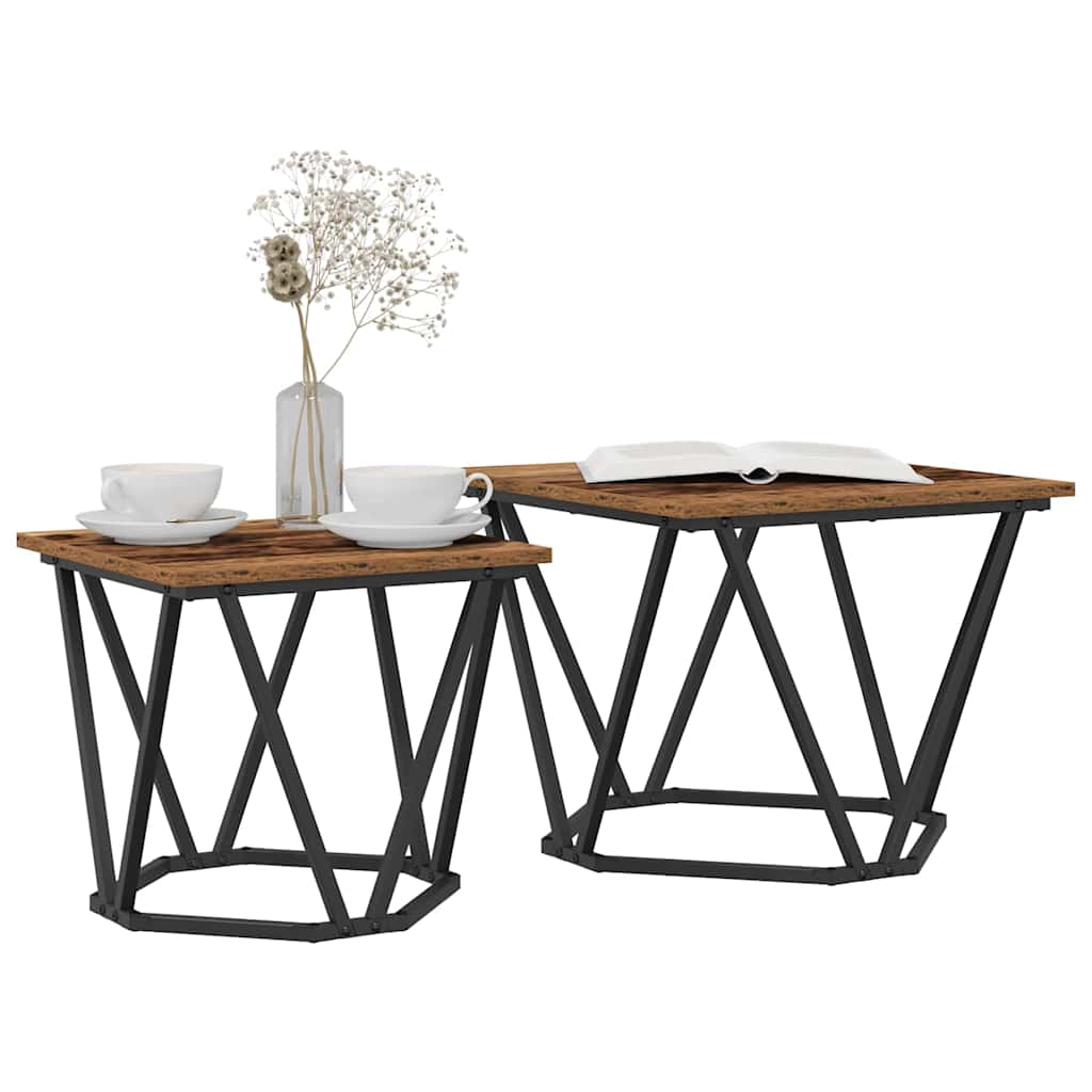 Side Table Set 2 pcs Reclaimed Wood 50 x 50 x 40 cm