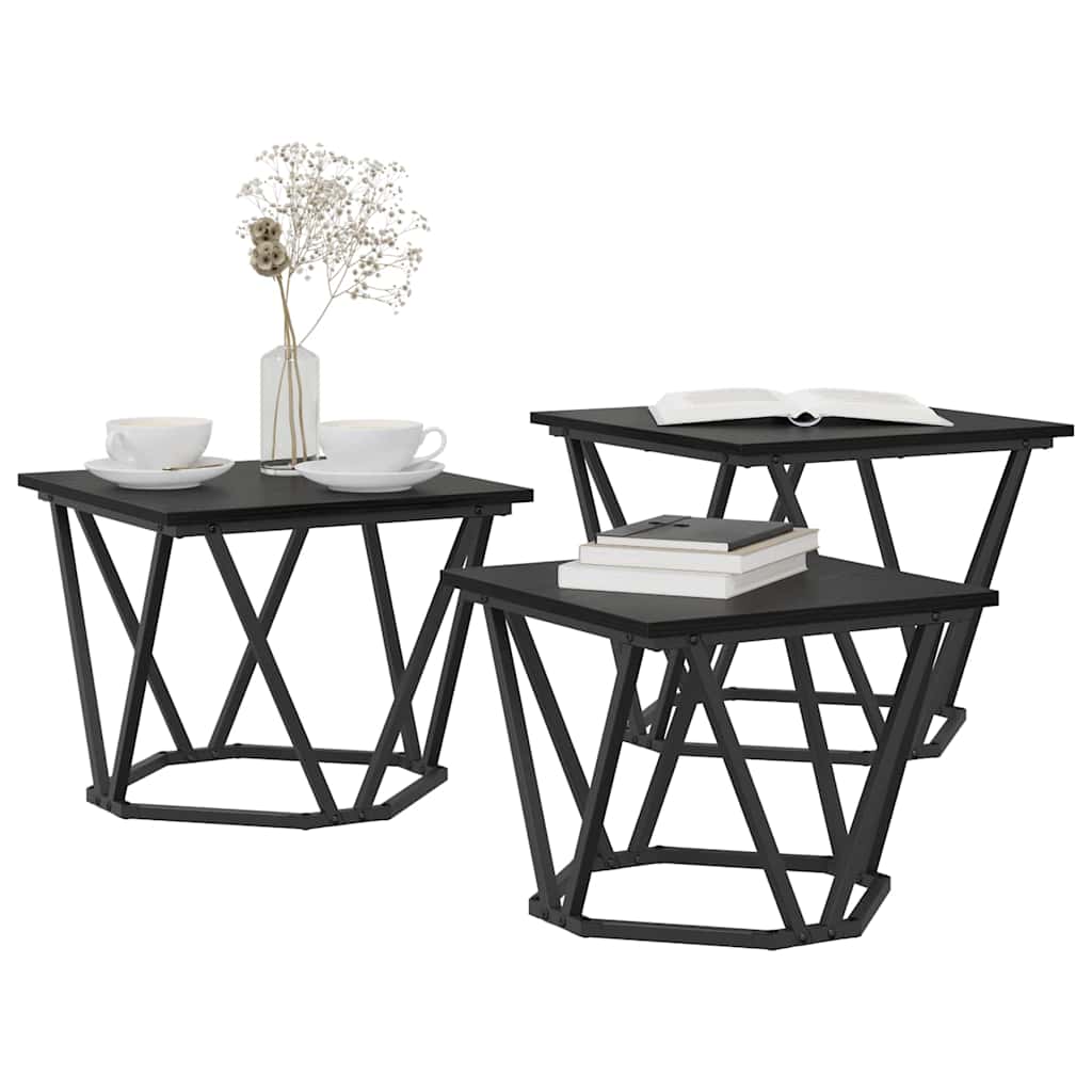Coffee Table 3 pcs Black Oak 50 x 50 x 40 cm