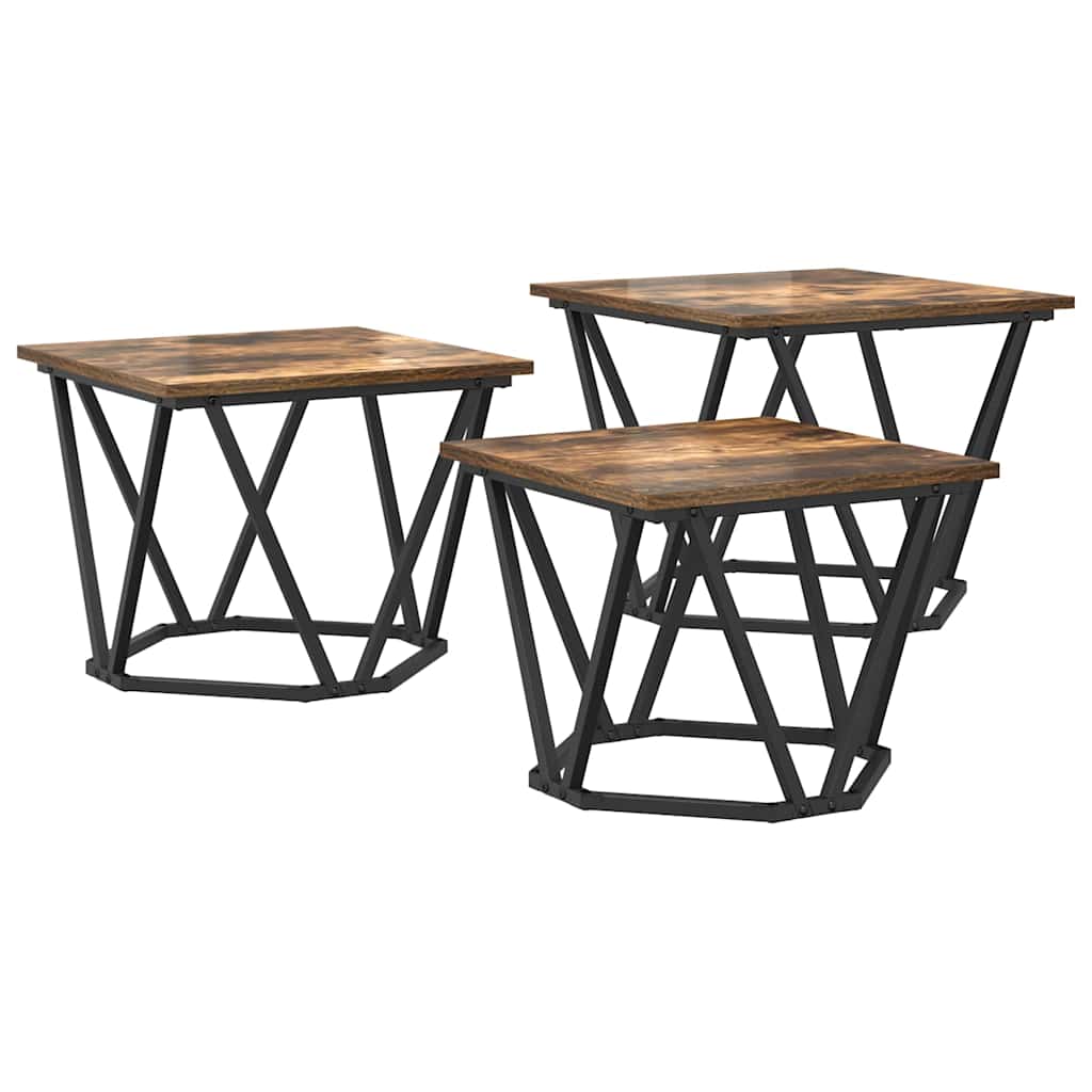 Coffee Table 3 pcs Smoked Oak 50 x 50 x 40 cm