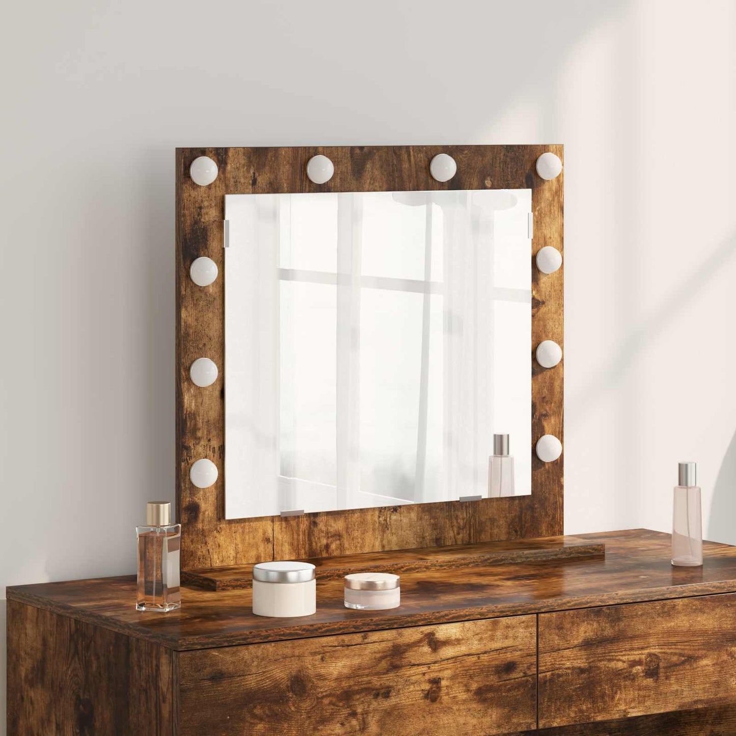 Vanity Mirror Smoked Oak 60 x 55 x 18 cm Rectangular