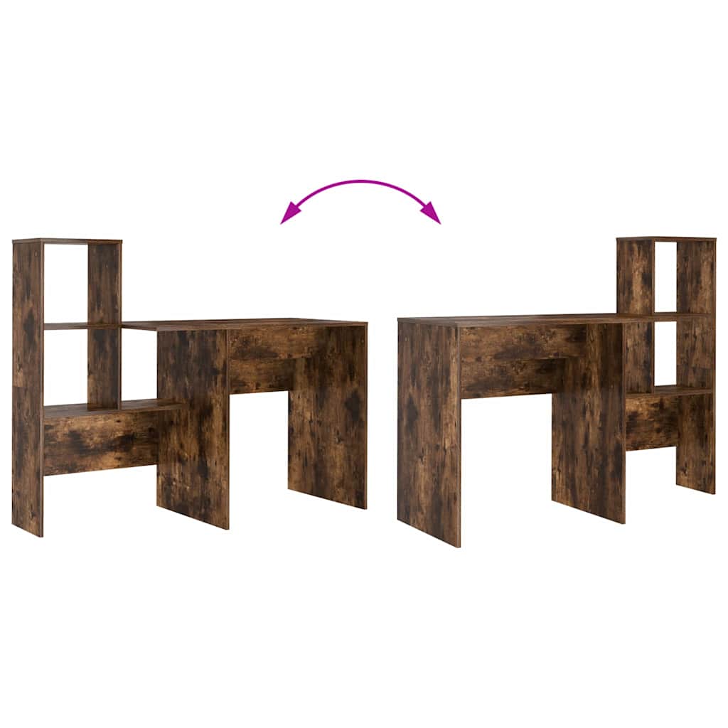 Desk Smoked Oak 131.5 x 50 x 106.5 cm Engineered Wood